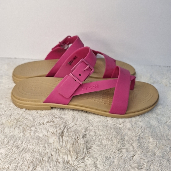 CROCS Fuchsia and Beige Women's Sandals - Picture 2 of 5